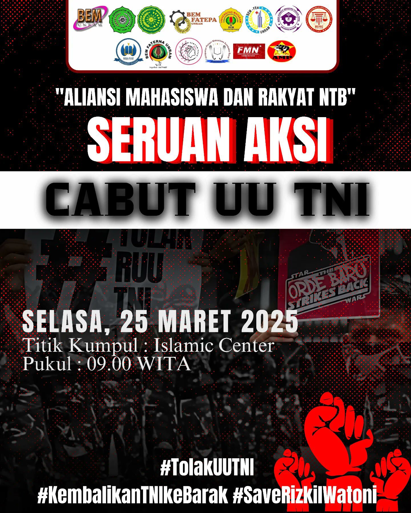 Poster Seruan Aksi Cabut UU TNI: #TolakUUTNI
